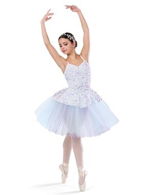 Winter Waltz A Wish Come True White Sequin Peplum Tutu Ballet Costume for Kids